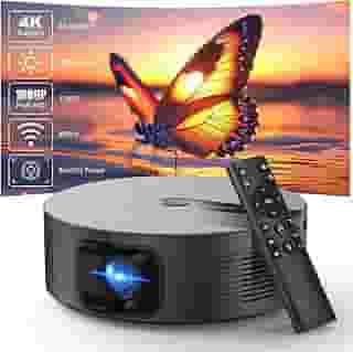 Projetor Smart 1080P 4k Full HD Portátil com Alto-Falante Integrado, 11000 Lm WiFi 6, Bluetooth 5.0 e Correção Automática - Ideal para Cinema em Casa, Jogos e Externas, Negro