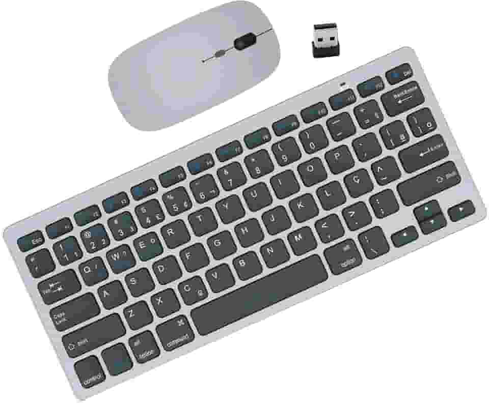 KIT Teclado e Mouse Sem Fio Bluetooth para Tablet Macbook iPad iMac Notebook PC, Premium Silencioso Minimalista Portátil ABNT2