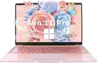 Svikou Laptop ouro rosa de 14 polegadas, Win 11 Pro (pré-instalado), processador Intel Quad-Core J4105, tela IPS FHD, 6 GB de RAM, SSD de 128 GB, notebook ultraleve para viagens, aulas online