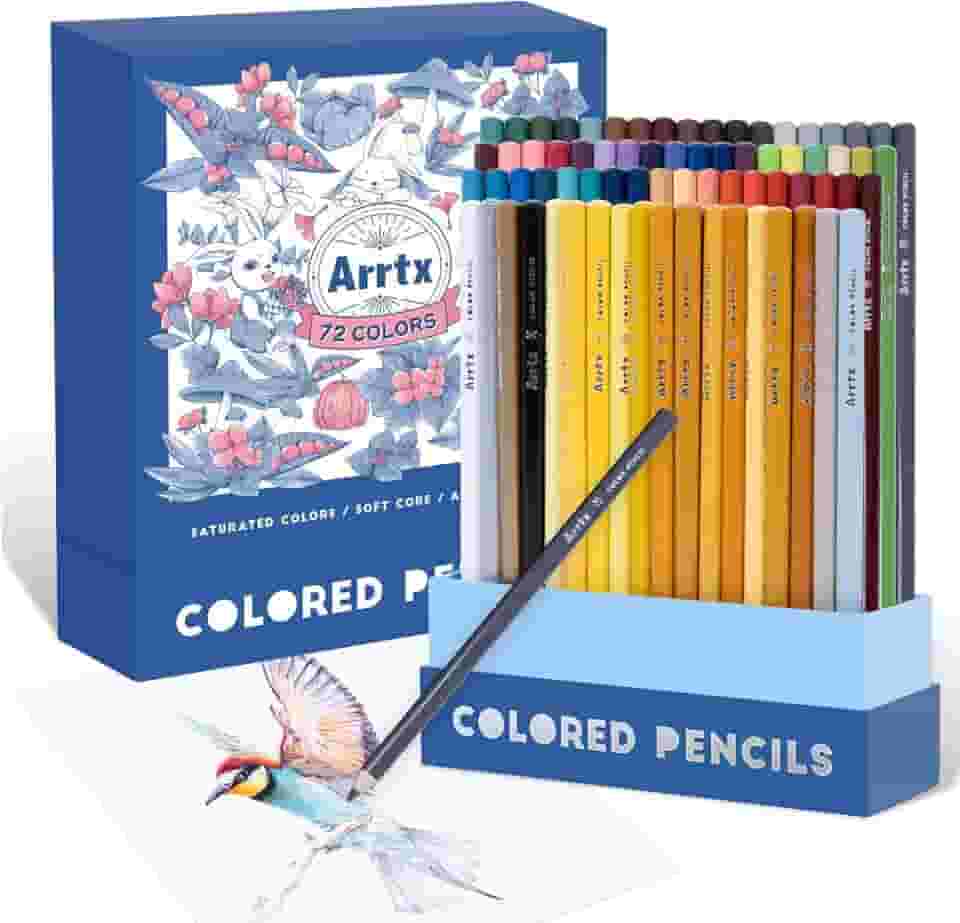 72 lápis de cor para adultos Arrtx, desenho de colorir, pintura de esboço, sombreamento, lápis de cor macia, materiais de artesanato, conjunto de lápis de cor premium para artistas adultos iniciantes
