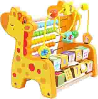 Ábaco Brinquedos Crianças Brinquedo Educativos Madeira Educativo Jogo Infantil Peças Contagem Quebra-Cabeça Multicolorido (Amarelo)