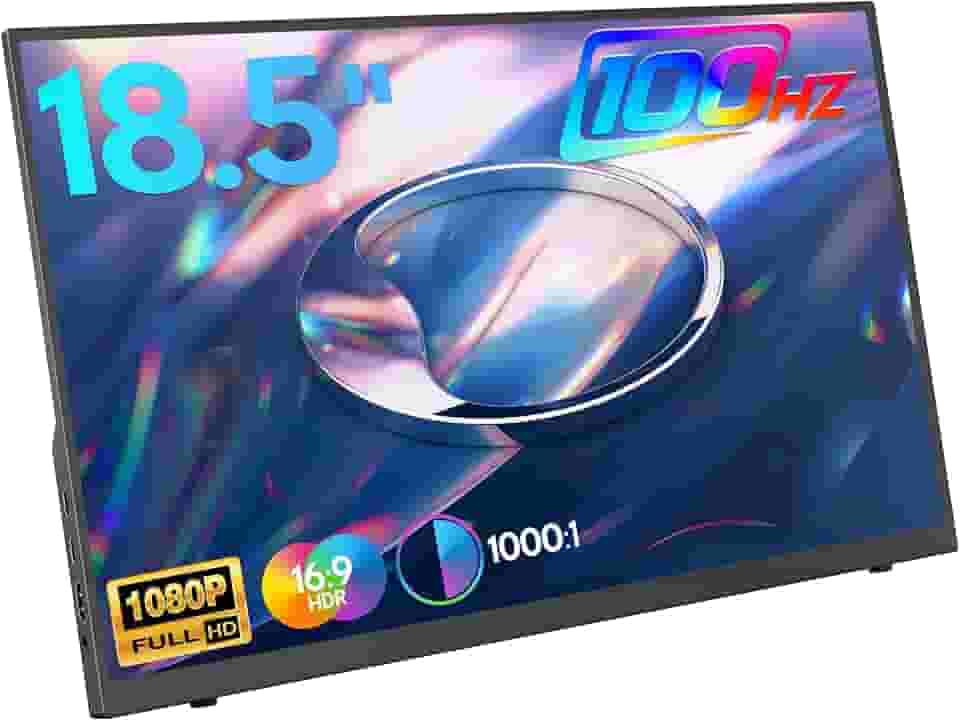 HONGO Monitor Portátil De 18,5" 100Hz 1080P, Suporte Grande, Tela Fhd Ips Hdr Para Jogos, Travel Second Mac, Pc, Xbox, Ps4/5