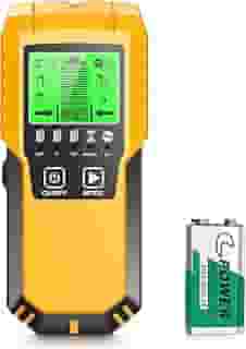 Detector de scanner de parede – localizador eletrônico 5 em 1 de parede de madeira e metal localizador de feixes centrais de borda, sensor de pino com visor LCD para tubo de fio AC ao vivo, pinos de