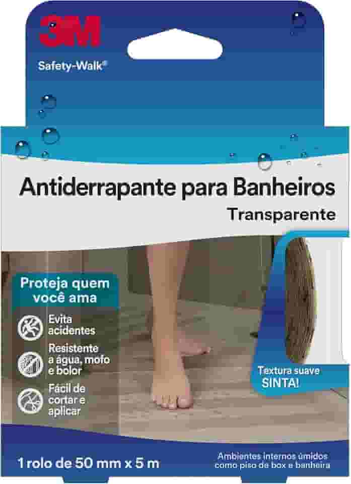 3M, Fita Antiderrapante Para Banheiros, Safety-Walk, Transparente, 50mm x 5m, 1 Unidade
