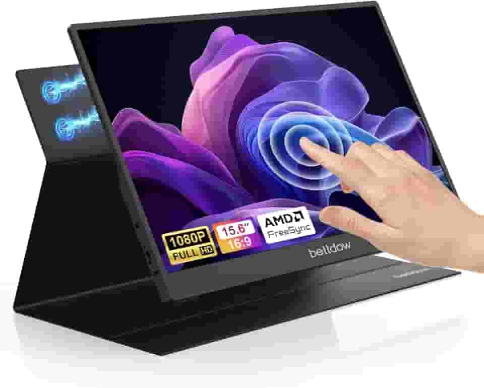 Bettdow Monitor Portatil Touchscreen 15,6'', FHD 1080P Monitor Portátil Conectado Com USB C Dupla/HDMI, IPS Extensor De Tela para Notebook com VESA e Funda Inteligente magnético, Plug and Play
