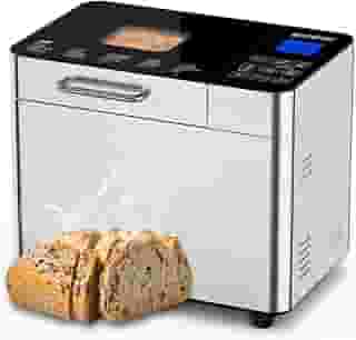 Razorri Máquina de fazer pão de aço inoxidável certificada pela UL, 25 em 1 com forma antiaderente, máquina de fazer pão caseiro faça você mesmo 900 g, configuração sem glúten, visor LED, início atrasado de 15H e mantenha-se aquecido, 3 cores de crosta e 3 tamanhos de pão