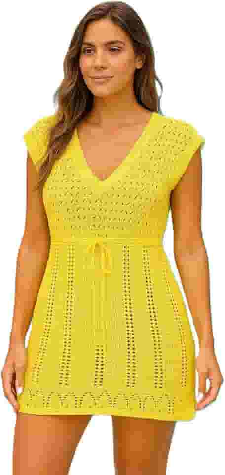 Vestido Saida de Praia Feminino Tricot