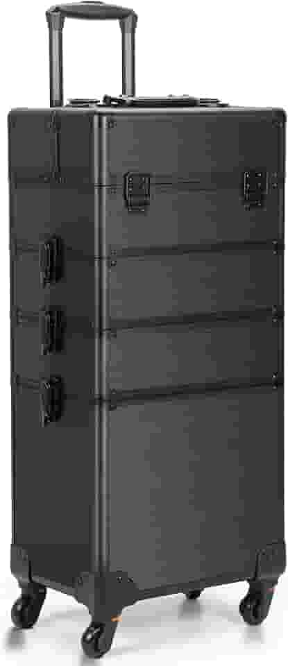 Maleta de Maquiagem Completa, Estojo de Maquiagem, Maleta de Maquiagem Profissional 4 em 1 - Alumínio ABS, Maleta Maquiagem