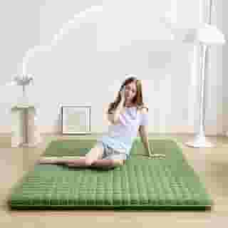 Zelladorra Colchão de chão japonês, solteiro, antiderrapante, futon, tapete de tatame dobrável para convidados, verde