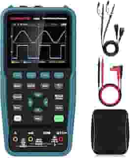 HANMATEK Osciloscópio Digital Portátil de Largura de Banda de 50 Mhz com 2 Canais Ho52 Mini Osciloscópio Tft de 3,5 ', Osciloscópio e Multímetro 2 Em 1, Tela Retroiluminada, Função de Calibração Autom