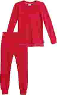 Conjunto de roupa íntima térmica para meninos City Threads Long John, camada de base de algodão respirável macia – Feito nos EUA, Candy Apple Red, 16