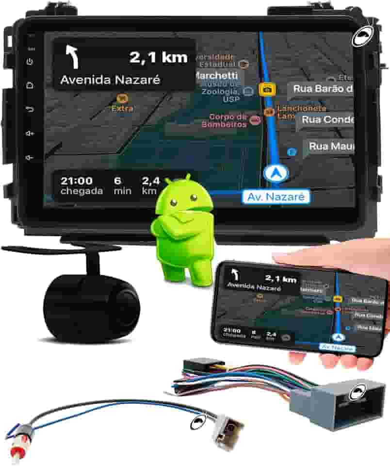 H-TECH Multimidia 9 Polegadas Android HRV 2015 a 2021 2GB + 32GB Android Auto CarPlay + Câmera de Ré