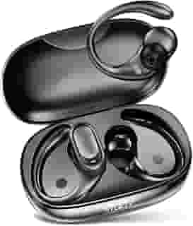 Fone de Ouvido Intra-auricular Esportivo Com Gancho Bluetooth Estéreo Hi-Fi Tela de LED Para Corrida e Exercícios ao Ar Livre Preto