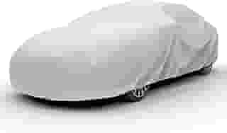 Budge Capa de carro Lite à prova de sujeira, resistente a arranhões, respirável, à prova de poeira, capa de carro para sedãs de até 508 cm, cinza