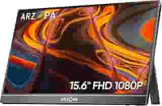 Monitor Portátil ARZOPA 15,6'' FHD 1080P - Monitor Ultra Fino para Laptop com Suporte - Display IPS para PC, MAC, Celular, Xbox, PS5 - Conectividade USB C e HDMI -A1