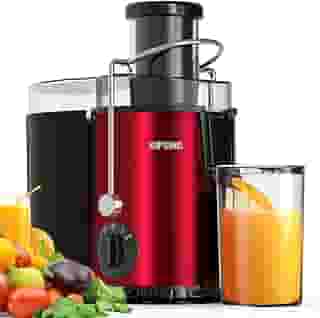 SiFENE Espremedor Centrífuga, 3' Boca Larga Máquina de Suco de Suco para Frutas e Vegetais, 3 Configurações de Velocidade, FLivre de BPA, Fácil De Limpar, Aço Inoxidável, Vermelho