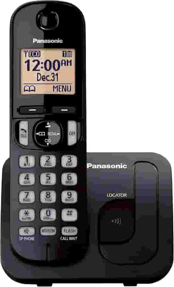 Panasonic Telefone sem fio, tela retroiluminada de 4 cm, bloco de chamadas, viva-voz, 10 horas de tempo de conversação, 1 aparelho - KX-TGC200B (preto)