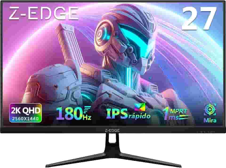 Monitor gamer Z-Edge de 27 polegadas QHD 2560 x 1440 2K, taxa de atualização de 180 Hz, MPRT de 1 ms, monitor IPS rápido UG27QF com retículo, HDMI 2.0x2, DP 1.4x2