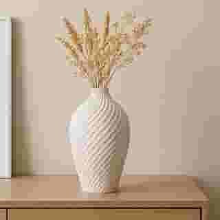 Vaso Alto Flores Secas - Decoração moderna (Branco, 19cm)