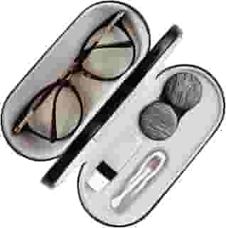 MUDOR Estojo para Lentes de Contato 2 Em 1, Kit de Viagem para Lentes de Contato Dupla Face, Inclui Ferramenta de Remoção com Pinça, Design de Uso Duplo para Estojo de Lentes de Contato E Estojo de Óc