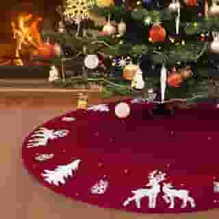 LOMOHOO Saia tricotada para árvore de Natal de 122 cm, saia de árvore tricotada 3D tradicional, luxuosa, grossa, rústica, para decoração de Natal, para ambientes internos e externos