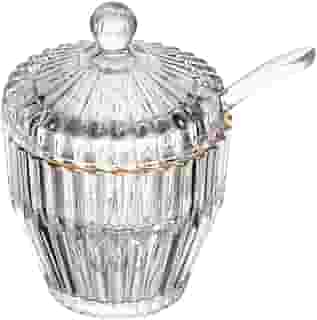 WOLFF - Açucareiro de Cristal com Fio de Ouro Imperatriz 8cm x 8cm x 11cm