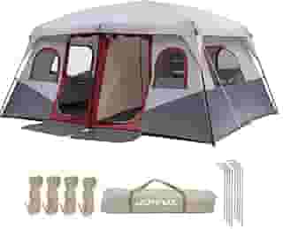 Barraca Camping Família Acampamento 8 10 Pessoas com Grande Varanda, 2 Quartos 1 Sala de Estar, Tenda Família à Prova D'água