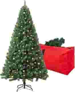 Árvore de Natal artificial de 1,2 m, arbol de Navidad premium spruce com 450 pontas de ramo, 150 luzes quentes, base de metal dobrável