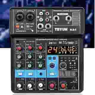 M-VAVE Mesa de Som Profissional NA4: 4 Canais com Phantom Power 48V, Bluetooth 5.0, USB Loopback para Transmissão Ao Vivo - Ideal para DJs, Podcasts e Shows de Samba/Pagode