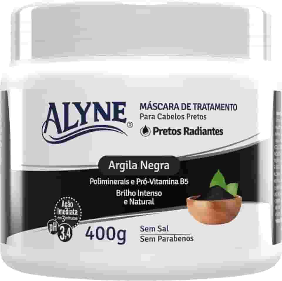 Alyne, Máscara de Tratamento, Para Cabelos, Pretos Radiantes, 400 g, Preto