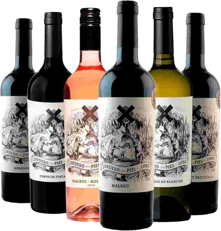 KIT 6 Seleção Premium Cordero Con Piel de Lobo - Malbec Rosé, Malbec, Cabernet Sauvignon, Tinto de Tintas, Blanco de Blancas e Bonarda