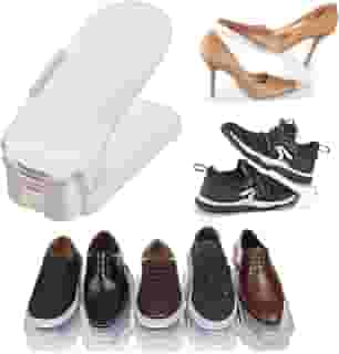 Kit 10 Organizadores de sapato, saltos e tênis com regulagem de altura - Branco