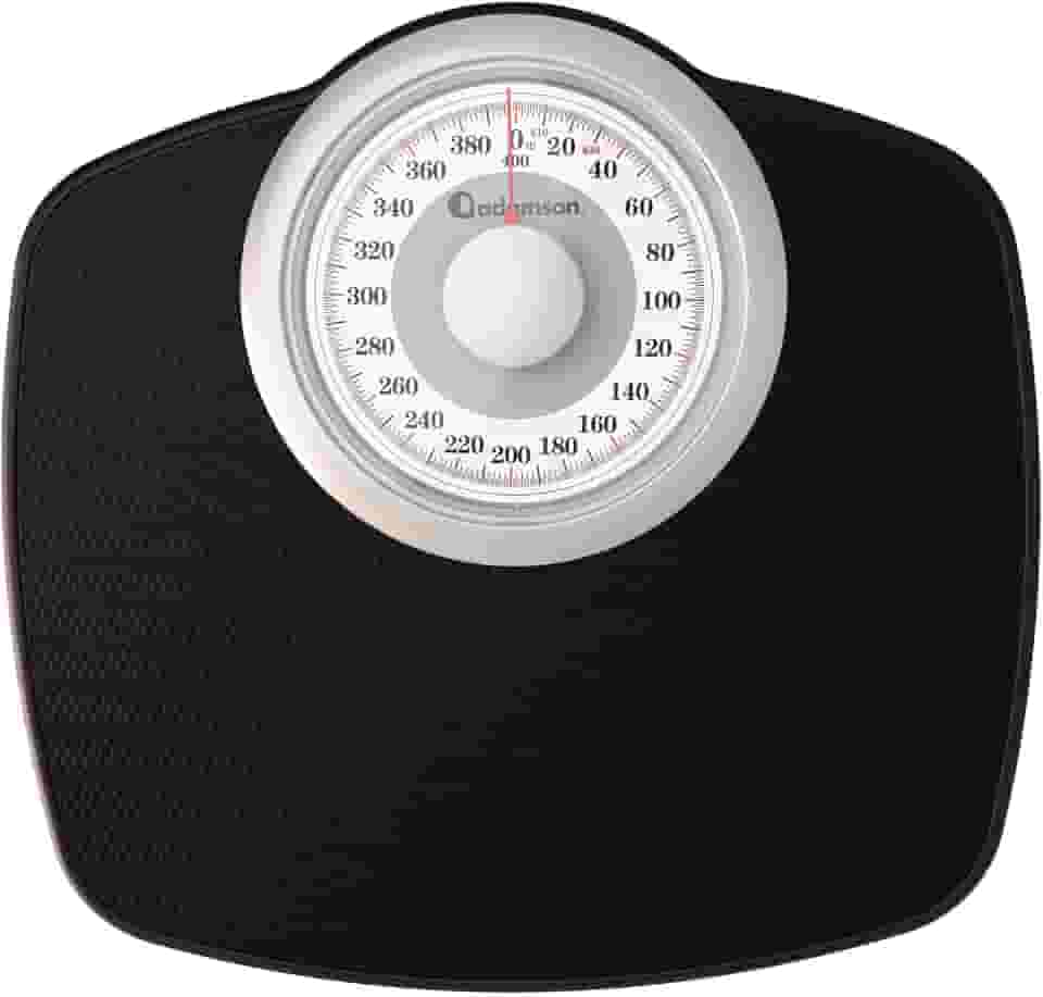 Adamson Balanças A25W para Peso Corporal-Até 400 Lb-Mostrador de 5,3" Em Plataforma de 12,4" X 10,2"-Superfície de Borracha Antiderrapante-Balança de Banheiro Analógica de Alta Precisão-Durável com Ga