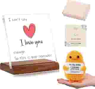 Presentes de Dia dos Namorados para esposa, esposa, Dia dos Namorados, Cheering I Duck Love You, presentes de aniversário para mulheres, placa acrílica de madeira, recheios de cesta de lembrança