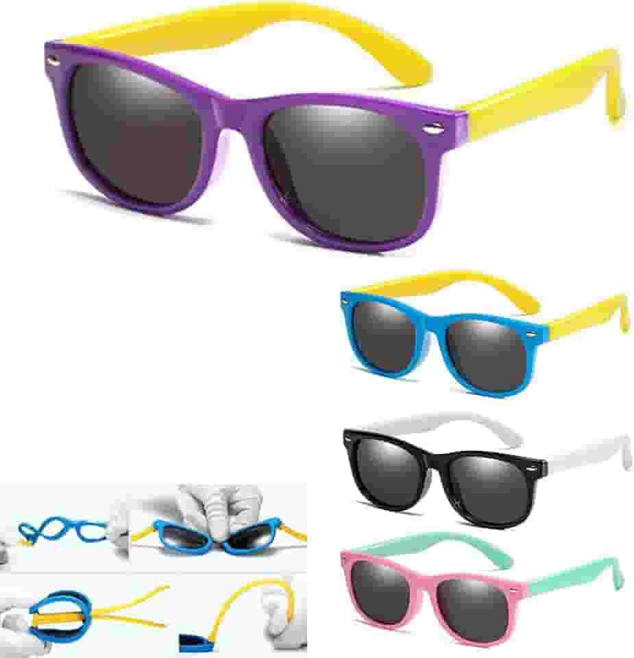 Óculos de Sol Infantil Unisex Proteção 100% UVA/UVB Lentes Polarizadas. Super Resistênte e Flexível, Não Quebra