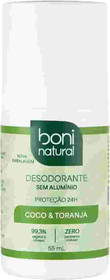 Desodorante Roll-On sem Alumínio, Natural, Vegetal e Vegano, Coco e Toranja, Boni Natural, 55ml