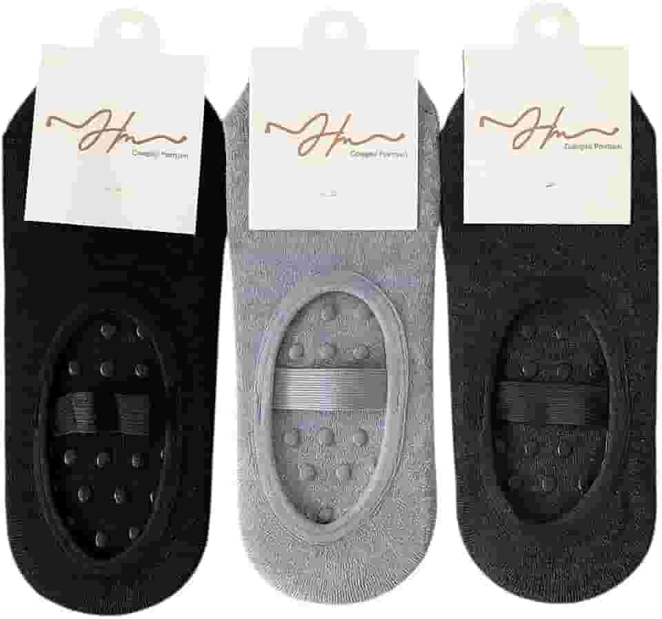 Kit 3 Pares de Meias Antiderrapantes para Pilates e Yoga, Malha Premium, cores escuras