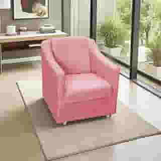 Poltrona Para Sala Decorativa Cadeira Reforçada Para Recepção Consultório Escritório Pé Cromado - Clique E Decore (Rosê)
