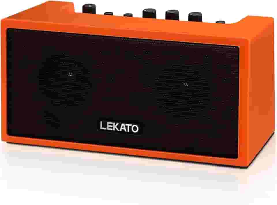 LEKATO Mini Amplificador De Guitarra Recarregável, Amplificador De Guitarra Elétrica Com Efeitos De Overdrive Limpos, Amplificador De Baixo Pequeno De 5 W, Amplificador De Baixo Bluetooth Para Prát
