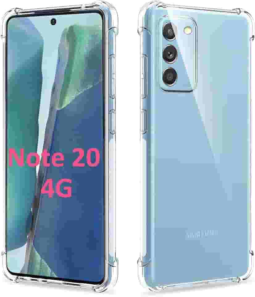 USTIYA Capa para Samsung Galaxy Note 20 Uso Resistente, Bumper Absorção Choques em TPU Transparente Protector Câmera Espessamento nas Quatro Pontas da Carcasa