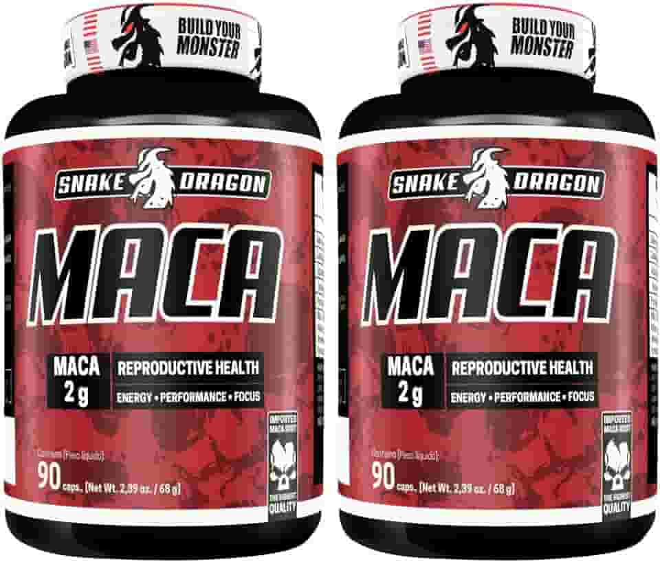 Kit 2x Maca Peruana 90 Capsulas 2000mg Premium Pura Por Dose Importada Para Homens Mulheres Lepidium Meyenii 100% Natural Rende 60 Doses Matéria Prima Suplemento Cáps Suplemento Energia Resistência - Snake Dragon