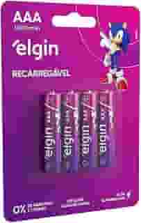 Pilha recarregável AAA 1000mAh Elgin com 4 unidades Palito