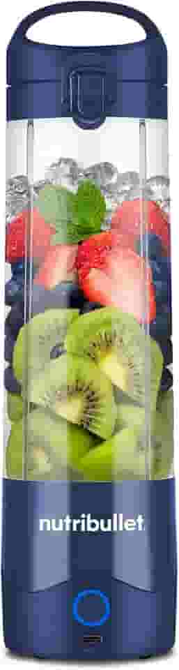 nutribullet Liquidificador portátil, sem fio, recipiente de 590 ml, liquidificador pessoal para vitaminas, recarregável USB-C, azul marinho, NBPB50100NB