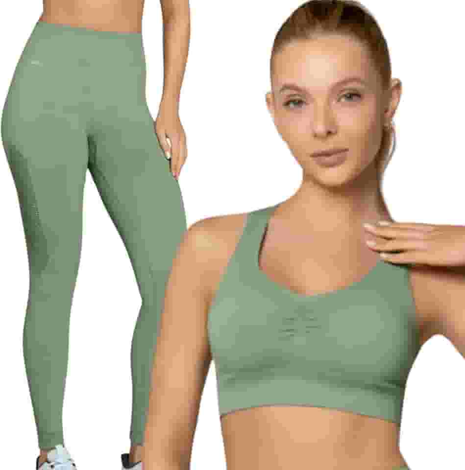 Conjunto Fitness Sem Costura Microfibra de Poliamida Selene Academia Legging e Top Adulto