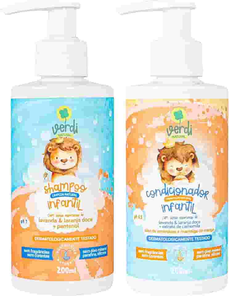 Kit Shampoo E Condicionador Infantil Natural Verdi Natural Com Pantenol Lavanda Camomila Shampoo + Condicionador Para Bebês e Crianças