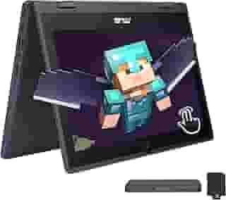 ASUS BR1102FGA Laptop com tela sensível ao toque 2 em 1 2 em 1 resistente a derramamentos, Intel Celeron N100, 4 GB de RAM, 288 GB de armazenamento (SSD de 128 GB + conjunto de estação de ancoragem de