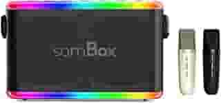 Caixa de Som com Microfone 100W Partybox com HIFI Som 360 Graus Bateria 6000mAh IPX5 RGB Luzes Dinâmicas Karaoke com 2 Microfones 5 Modos de Voz Portátil para Festas e Eventos,Partybox (Preto)