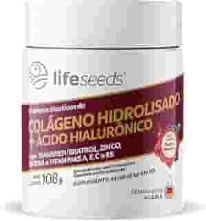 COLÁGENO HIDROLISADO + ÁCIDO HIALURÔNICO em Pó Solúvel com TRANSRESVERATROL, ZINCO, BIOTINA e VITAMINAS A, E, C e B5 - Sabor Frutas Vermelhas - 108g - 30 Doses