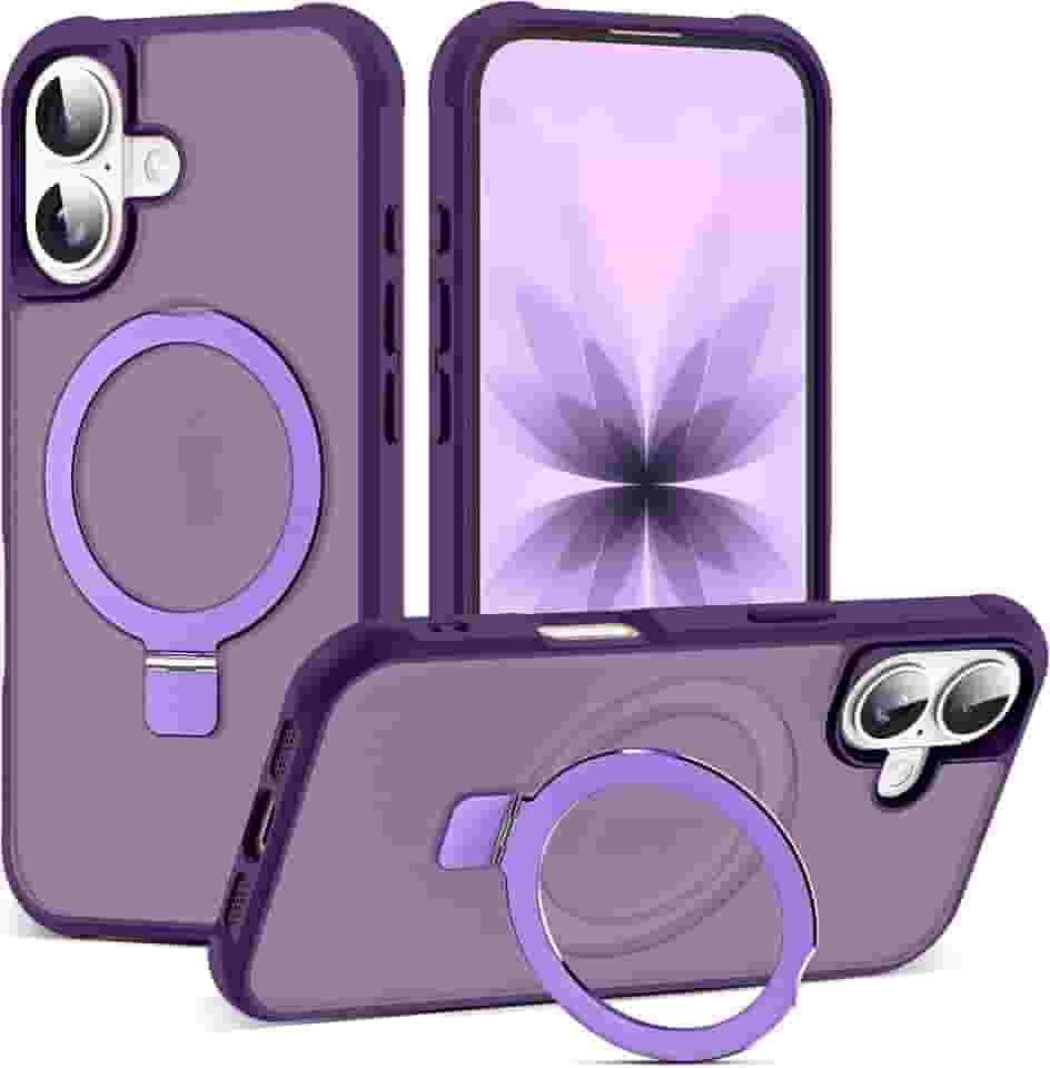 Capa compatível com iPhone 2025 com suporte magnético invisível de anel de vedação de grau militar, capa de telefone translúcida para iPhone 2025 de 6,1 polegadas [compatível com Mag-Safe