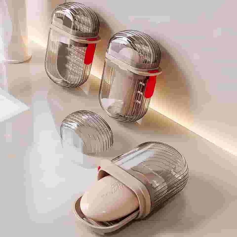 Saboneteira Viagem 3 PCS, Porta Sabonete Viagem com Estojo Duplo, Drenagem Integrada e À Prova de Vazamento